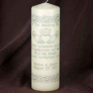 Claddagh Verse Unity Candle White/Ivory 