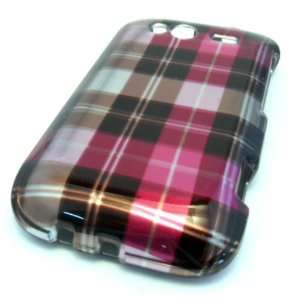  HTC Wildfire S Pink Brown Plaid Pattern Squares Design 