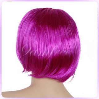 Bright Violet Party Costume Dress up china doll bob wig  