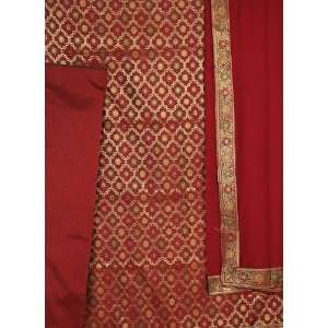  Maroon Banarasi Suit with All Over Brocaded Bootis and 