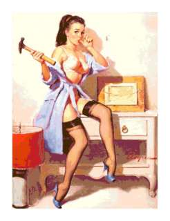 Retro Pin Up with Hammer and Nails Cross Stitch Pattern  
