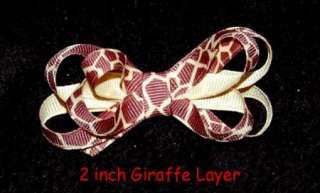 Hand Sewn Girls Giraffe Animal Print Hairbow Bows Pony Os You Pick 