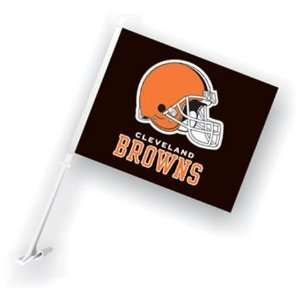 NIB Cleveland Browns NFL 2 Car Flags & Wall Brackets  
