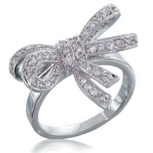    Bling Jewelry Vintage Style CZ Double Ribbon Bow Ring Jewelry