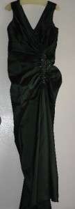 TADASHI SHOJI TAFF V NECK BEADS SEEM STRETCH DRESS, Dark green, Size 