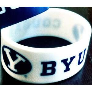 Brigham Young University BYU White 1 Wide Silicone Wristband 7 Inch