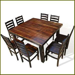   Large Family 9pc Solid Wood Dining Room Table & Chair Set NEW  