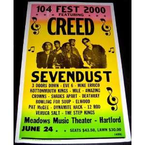 com Creed & Sevendust 2000 Hartfort CT Concert Poster Reprint (Music 
