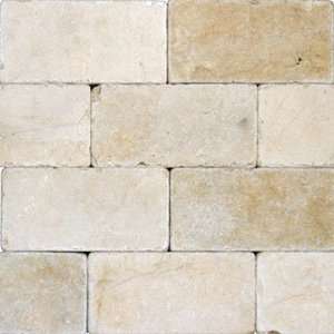   Sela 3x6 Crema Marfil Marble Tumbled Brick Tile