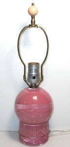   Art Deco Hollywood Regency Pink Glass Boudoir Table Lamp  
