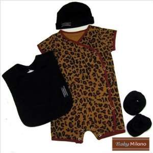 Baby Milano GS 5081 4 Piece Baby Clothing Gift Set in Leopard Print 