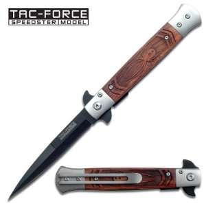  wood spider stiletto style fast Spring Assisted Knife 
