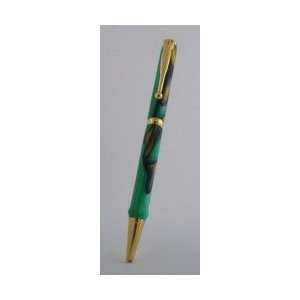   24kt Tapered Twist Pen in Green, Yellow & Black Swir