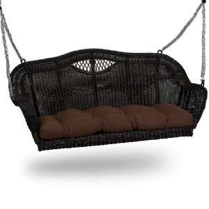   Black Wicker Swing with Solid Chocolate Cushion Patio, Lawn & Garden