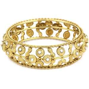   From Ragas To Rock Swar Gold and Crystal Bangle Bracelet Jewelry