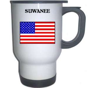  US Flag   Suwanee, Georgia (GA) White Stainless Steel Mug 