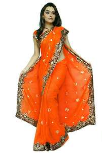 Bridal Designer Heavy Sequin Wedding Saree Sari Dress  
