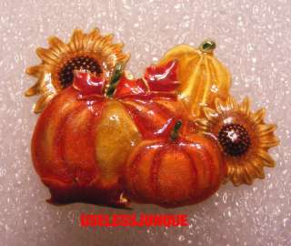 PUMPKINS AND SUNFLOWER PIN BROOCH VERY COLORFUL  