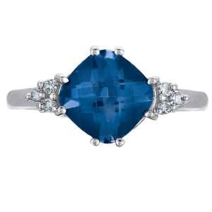  Mystic Blue topaz .95 Ct and .05 Ct Diamond Ring 10 K Gold 