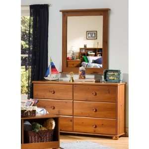   Dresser and Mirror in Sunny Pine Finish Pure White Furniture & Decor