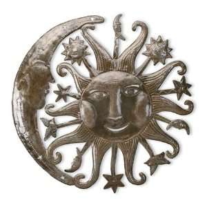 Recycled Steel Sun and Moon Wall Sculpture 
