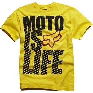  Fox Racing Youth Moto Is Life T Shirt   Large/Yellow 