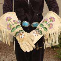 Vintage 1940s Sioux Rosebud Beaded Buckskin Leather Fringed Show 