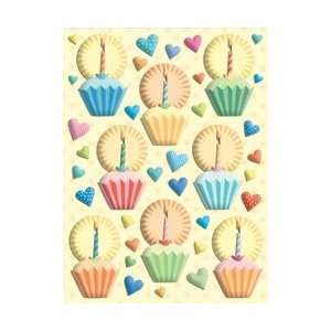 Company Confetti Birthday Pillow Stickers Cakes & Hearts; 3 Items 