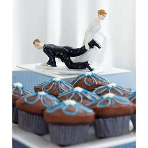  Comical Cake Topper   Couple with Bride Having the Upper 