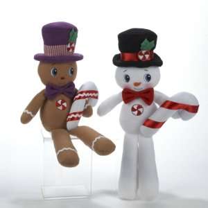 Pack of 6 Sugar Town Plush Snowman & Gingerbread Man Christmas Figures 