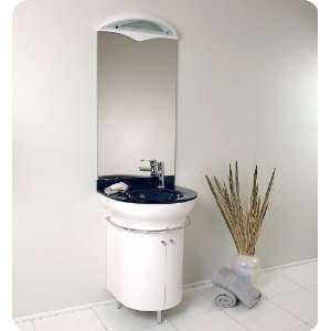 Fresca Calmo 24 White Modern Bathroom Vanity w/Built in Light & Glass 