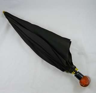 Vintage PARASOL Umbrella BAKELITE Handle WOOD Black  