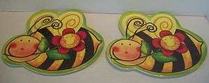 Set of 2 Large Plastic Bumble Bee w/Flower Childs Colorful Snack 