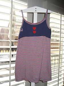 GIRLS BOUTIQUE MIS TEE V US RED HEART STRIPED TANK DRESS 10/12  