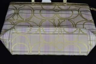   Signature Heart Tote Bag Gold Lavender Purple Plaid Tartan New  