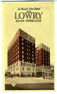 1920s Advertising Card Lowry Hotel St Paul Minnesota  