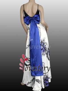 Love Story Sexy Water Colour Print White Long Evening Prom Gown 09085 