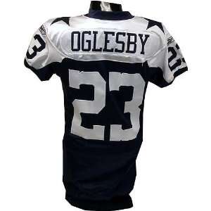  Evan Oglesby #23 Cowboys Game Issued Navy Throwback Jersey 
