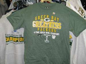 Green Bay Packers 4 Time Champs T Shirt Green  