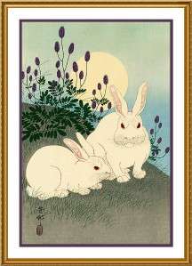   Ohara Shoson Koson Rabbits Moon Counted Cross Stitch Chart  