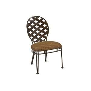 Woodard Stratton Wrought Iron Cushion Side Patio Dining Chair Cognac 