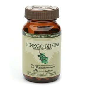 GNC Herbal Plus Ginkgo Biloba, 60mg, Vegetarian Capsules 