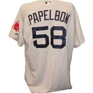 Jonathan Papelbon #58 2009 Red Sox Game Used Gray Jersey 