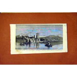  Carnarvon Castle Wales Richardson Old Print 1859