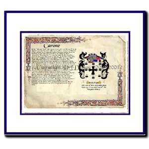  Carone Coat of Arms/ Family History Wood Framed