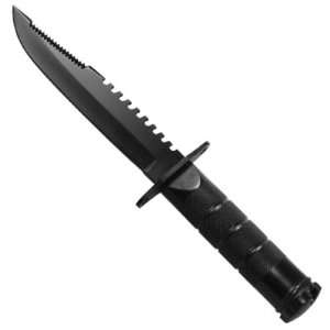 Black S. Steel Serrated Fixed Blade Survival Kits Saw Compass Knife w 