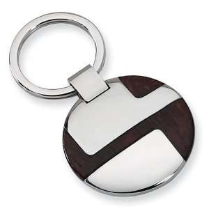  Stainless Steel Round Key Chain with Wood Jewelry