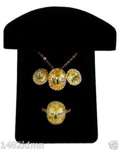 New in Box Canary Yellow Cubic Zirconia Necklace Earrings & Ring 3 Pc 