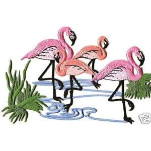  Birds/Flamingos & Greenery Iron On Embroidered Applique 
