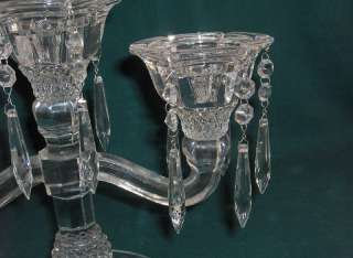 Large Crystal Pressed Glass 3 Lite Candelabra Austrian Crystals